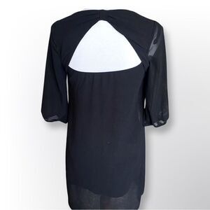 3 FOR $20 BCX Chiffon 3/4 Sleeve Keyhole Backed Little Black Dress Size XS
